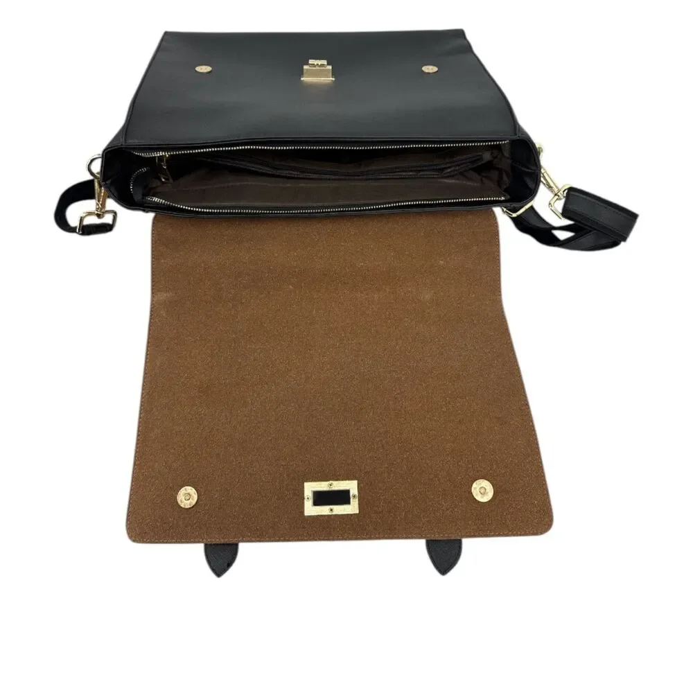 Easegave Black Briefcase 15.6 inch laptop professional bag shoulder strap
